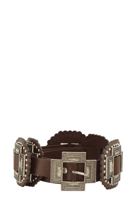 Western Faux Leather Boho Wide Belt
