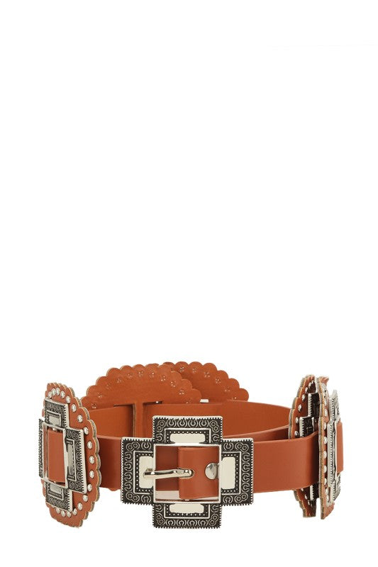 Western Faux Leather Boho Wide Belt