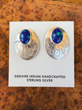 Blue Earthstone Concho Stud Earrings