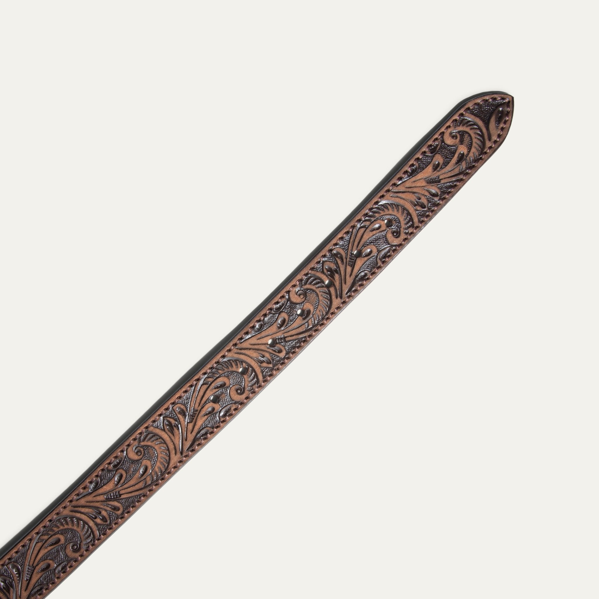 HAND-TOOLED MORNING GLORY JEAN BELT