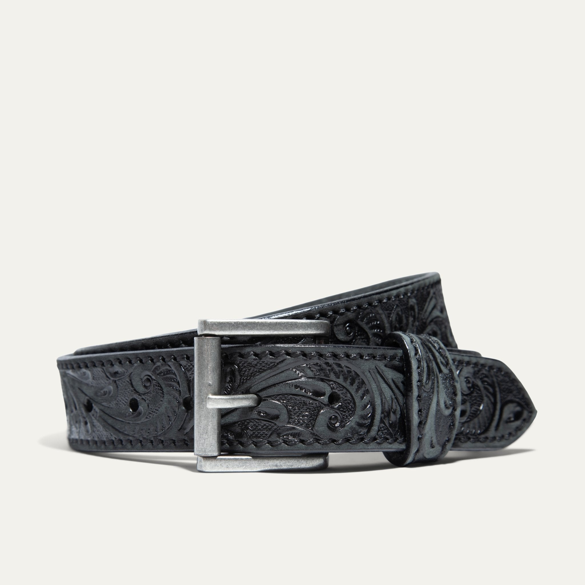 HAND-TOOLED MORNING GLORY JEAN BELT